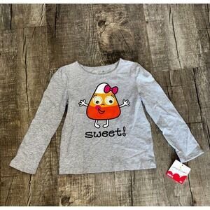 Jumping Beans Girls Gray Candy Corn Sweet Halloween Long Sleeve Shirt 4T